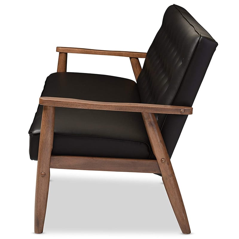 レトロ ソファー 3人掛け 布張り レザー Baxton Studio Sorrento Mid-Century Retro Modern Faux Leather Upholstered Wooden 3-Seater Sofa【代引不可】 [3]