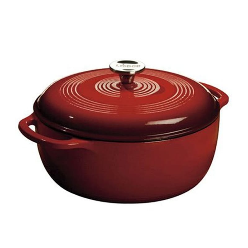 bW _b`I[u 5.6L  Gi z[[ Lodge 6 Quart Enameled Cast Iron Dutch Oven. Classic Red Enamel Dutch Oven with Self Basting Lid