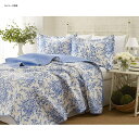 ローラアシュレイ キルト 枕カバーセット 花柄 ブルー リバーシブル コットン Laura Ashley Bedford Cotton Reversible Quilt Set