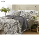 ローラアシュレイ キルト 枕カバーセット 花柄 グレー リバーシブル コットン アンバーリー Laura Ashley Amberley Quilt Set, Black