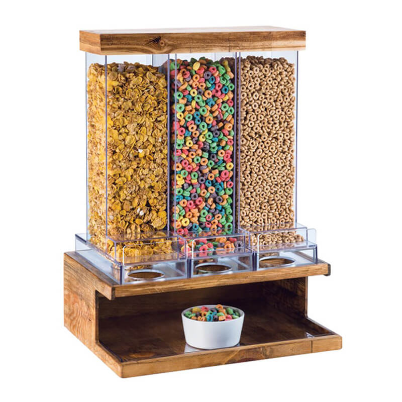 フードディスペンサー サーバー 3連 各9.8L トリプル 木製スタンド シリアル スナック ホテル レストラン Cal-Mil 3434-99 Madera ...