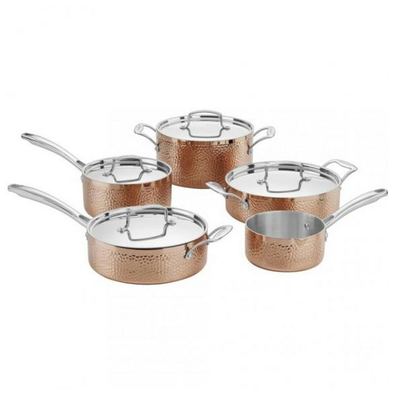 NCWi[g tCp  9_Zbg Ɩ n}[ XeX Rbp[ Jbp[  A~RA 3w Cuisinart HCTP-9 Hammered Collection Cookware Set, Medium, Copper