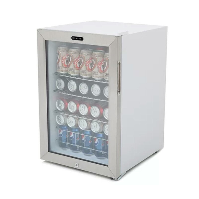 冷蔵庫 90缶 ワイヤーラック3段 ステンレス 鍵付き ホワイト Whynter BR-091WS, 90 Can Capacity Stainless Steel Beverage Refrigerator with Lock, White 家電