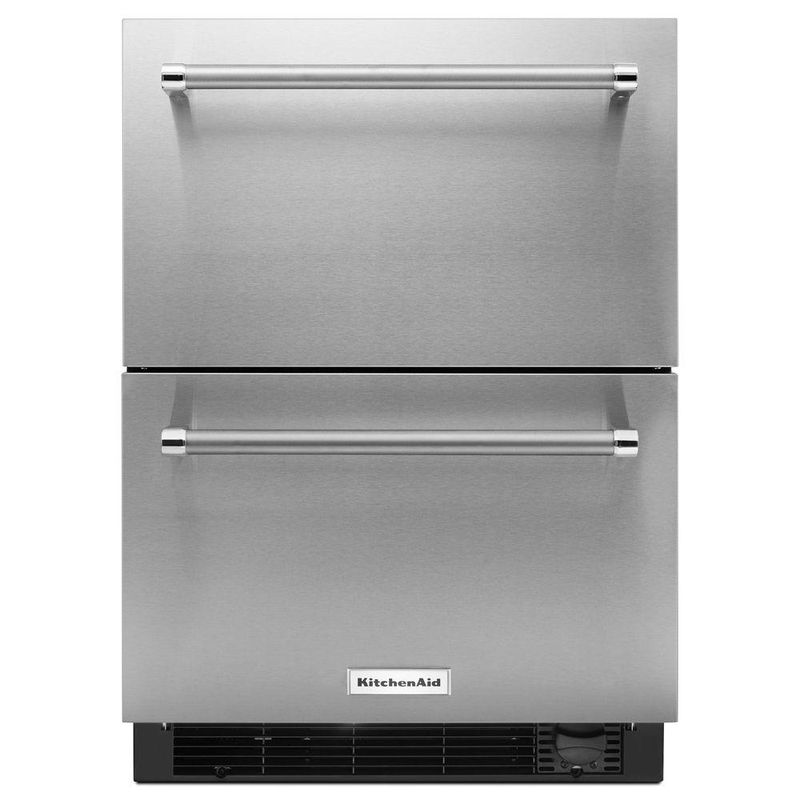 冷蔵庫 冷凍庫 ビルトイン アンダーカウンター 133L ステンレス 幅60cm 引き出し式 自動製氷機 キッチンエイド KitchenAid 4.7 cu. ft. Double Drawer Refrigerator Freezer in Stainless Steel, Counter Depth KUDF204ESB 家電