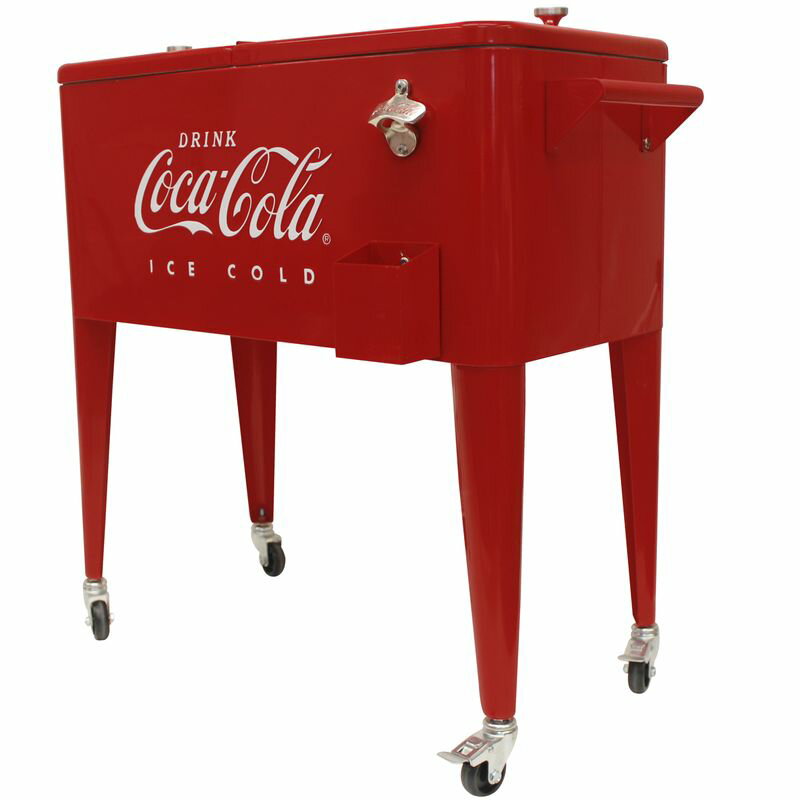 コカコーラ カート型 クーラーボックス 76L キャスター付 オープナー付 レトロ Leigh Country 80 Qt Coca-Cola Ice Cold (Embossed) Cooler CP 98121