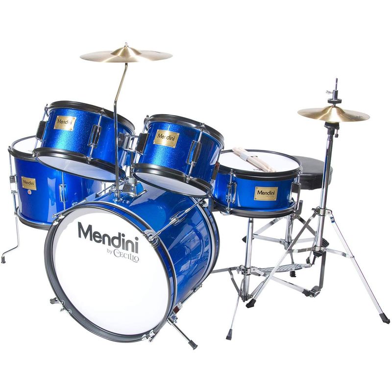 ɥॻå Ҷ å ˥ Mendini by Cecilio 16 inch 5-Piece Complete Kids / Junior Drum Set with Adjustable Throne, Cymbal, Pedal & Drumsticks MJDS-5