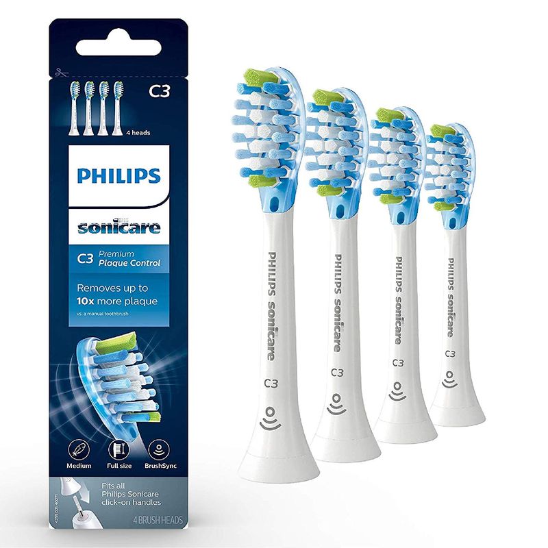 フィリップス ソニッケアー C3 プレミアムプラークコントロール 替えブラシ 4本セット Genuine Philips Sonicare C3 Premium Plaque Control toothbrush head, HX9044/65, 4 pk, White