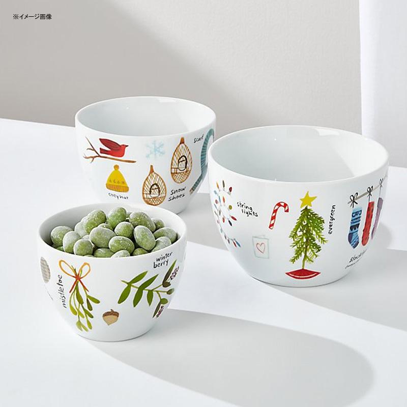 {E 3Zbg H  EB^[R[W NX}X ~ Crate and Barrel Winter Collage Nesting Bowls, Set of 3