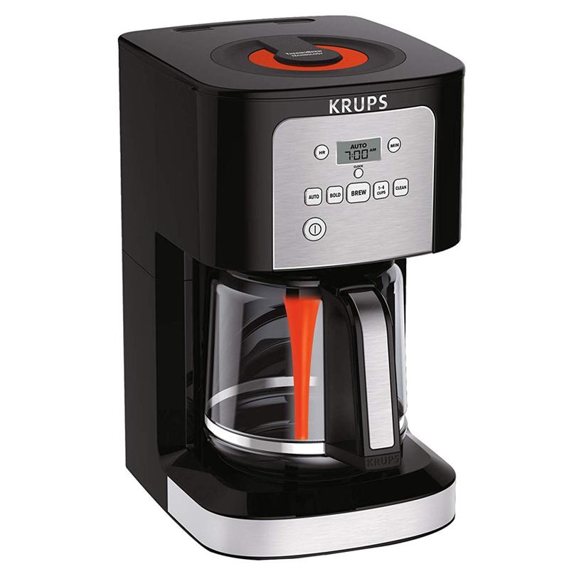 R[q[[J[ 12Jbv KXPg ^C}[t NbvX ubN KRUPS EC321 Coffee Machine, 12-Cup Programmable Coffee Maker, Professional Permanent Gold-Tone, Thermobrew Technology, Black Ɠd