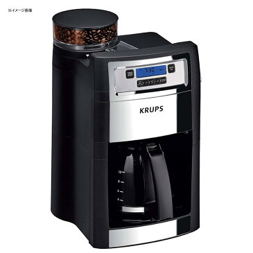 コーヒーメーカー 豆挽き付 10カップ ガラスカラフェ タイマー機能 クラップス KRUPS Grind and Brew Auto-start Coffee Maker with Builtin Burr Coffee Grinder, 10 Cups, Black 家電