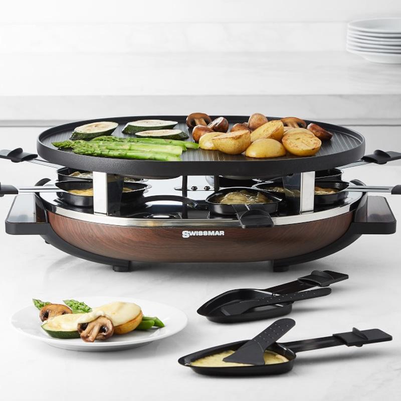 ラクレットグリル アルミグリルプレート 8人用 ウッド 木目 スイスマー Swissmar Matterhorn Raclette with Cast Aluminum Grill Top 家電