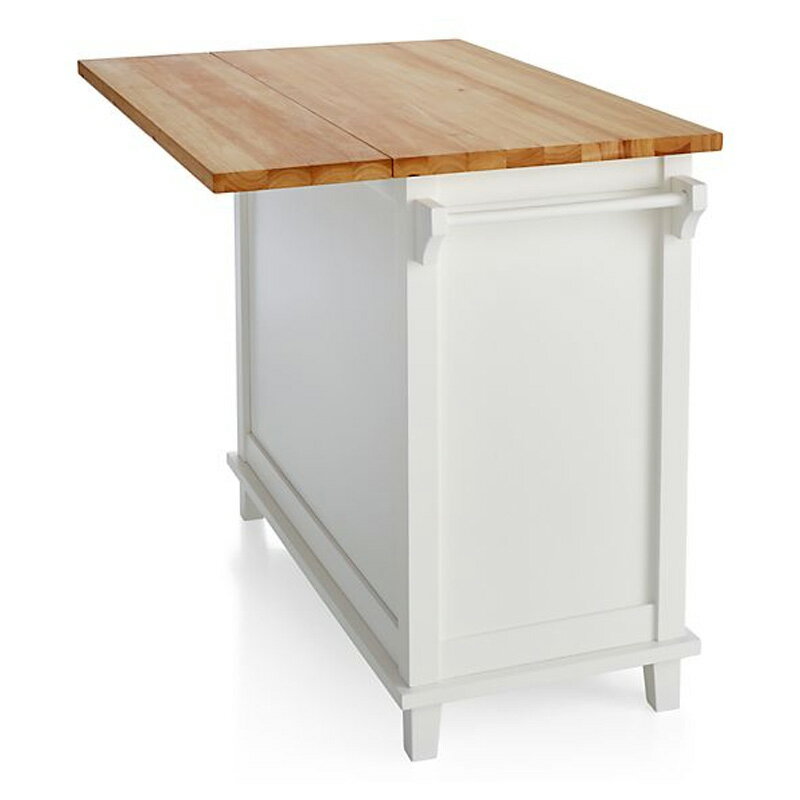 キッチンカウンター 幅113cm アイランド ラバーウッド 台 引き出し 収納Crate and Barrel Belmont White Kitchen Island