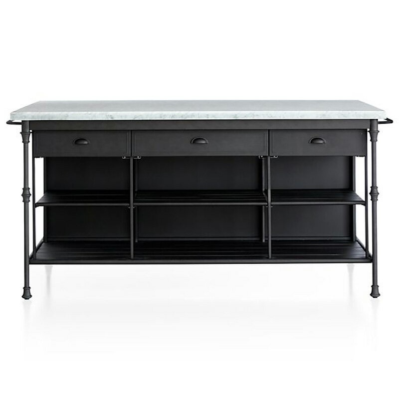 キッチンカウンター 幅183cm 大理石トップ アイランド 台 引き出し 収納 大きい ブラック Crate and Barrel French Kitchen 72