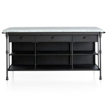 キッチンカウンター 幅183cm 大理石トップ アイランド 台 引き出し 収納 大きい ブラック Crate and Barrel French Kitchen 72