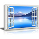 壁が窓に変身 ウィンドウビュー キャンバス アート 60 90cm 壁掛け 景色 眺め wall26 Window View Canvas Wall Art - Peaceful Blue Lake and Mountains - Giclee Print Gallery Wrap Modern H…