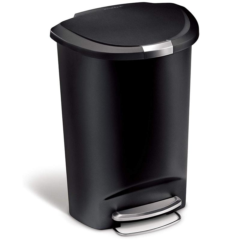 ステップゴミ箱 50L プラスチック キッチン トラッシュ シンプルヒューマン simplehuman 50 Liter / 13 Gallon Semi-Round Kitchen Step Trash Can, Black Plastic With Secure Slide Lock