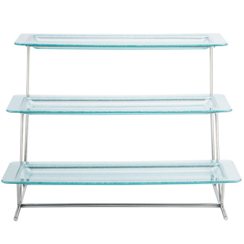 ディスプレイスタンド 角型 3段 幅55cm プラスチックプレート サービングトレイ カフェ レストラン バ..