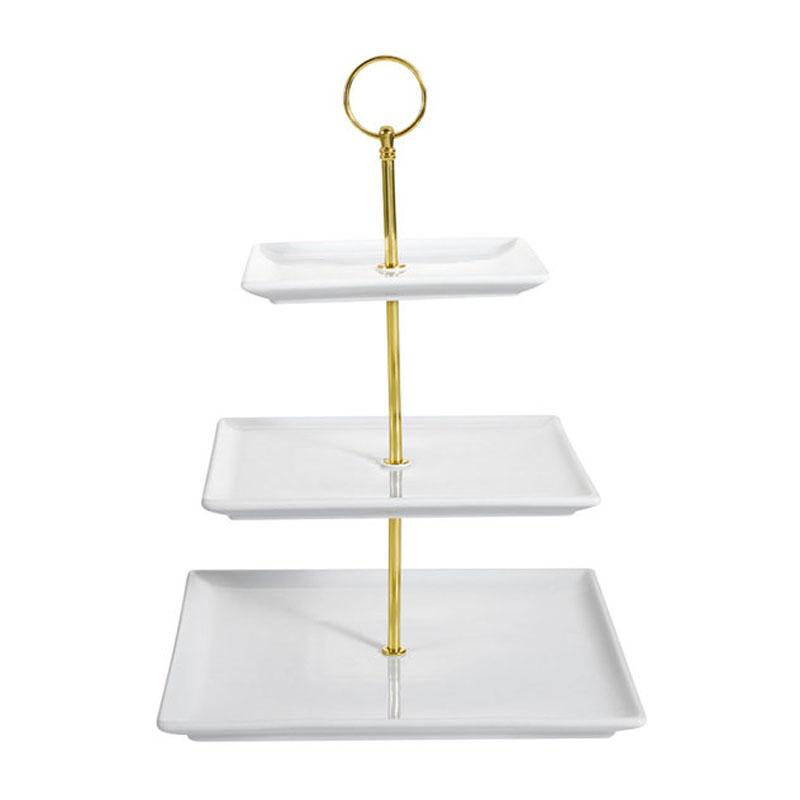 fBXvCX^h p^ 3i 25cm  T[rOgC JtF Xg oCLO rbtF CAC PTE-SQ3 Bright White Catering Collection Square 3-Tier Porcelain Tray Display Stand 303PTESQ3