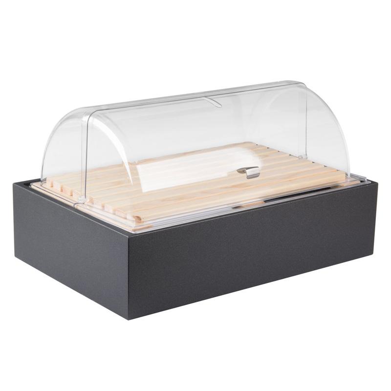 ǥץ쥤  å ֥åɥܡ ե  ե 쥹ȥ Х ӥåե Vollrath Cubic Black Bread Display Tray with Clear Lid and Planked Wood Cutting Board 922CBSLATCVR