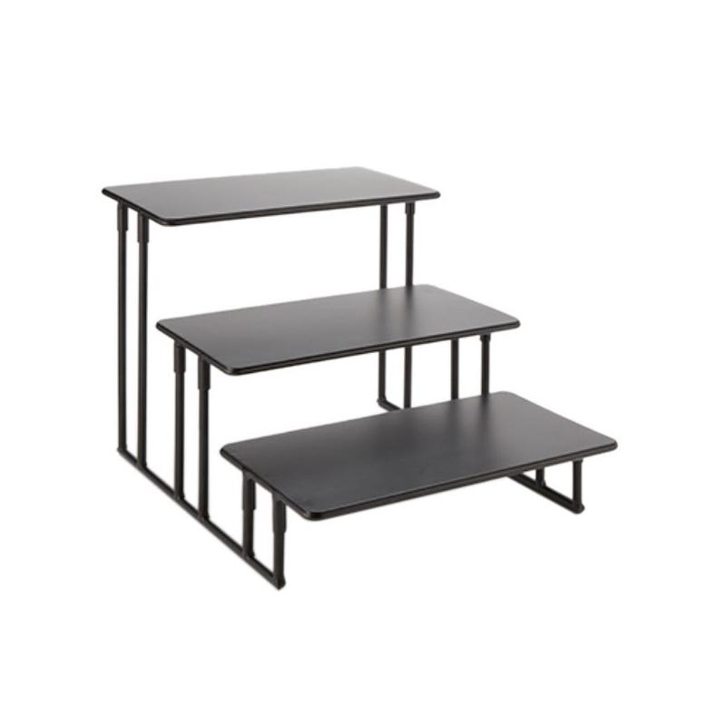 fBXvCX^h p^ 3i ^ ubN T[rOgC JtF Xg oCLO rbtF American Metalcraft ISP18 3-Tier Black Rectangular Fixed Riser Stand 124ISP18