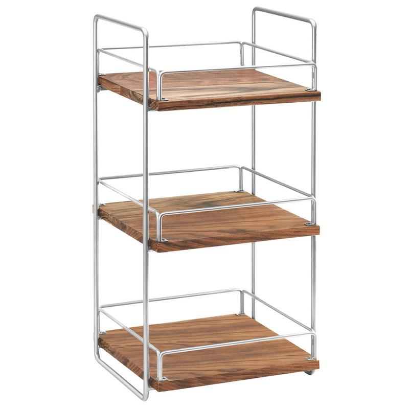 fBXvCX^h p^ 3i N ؐv[g CU[ JtF Vbv G Cal-Mil 3704-3-49 Mid-Century Wood and Chrome Three Tier Merchandiser 2113704349