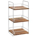 fBXvCX^h p^ 3i N ؐv[g CU[ JtF Vbv G Cal-Mil 3704-3-49 Mid-Century Wood and Chrome Three Tier Merchandiser 2113704349