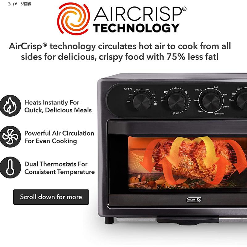 ノンフライ オーブン ロティサリー チキン 丸焼き ダッシュ DASH DAFT2350GBGT01 Chef Series Air Fry Oven, 23L, Graphite 家電