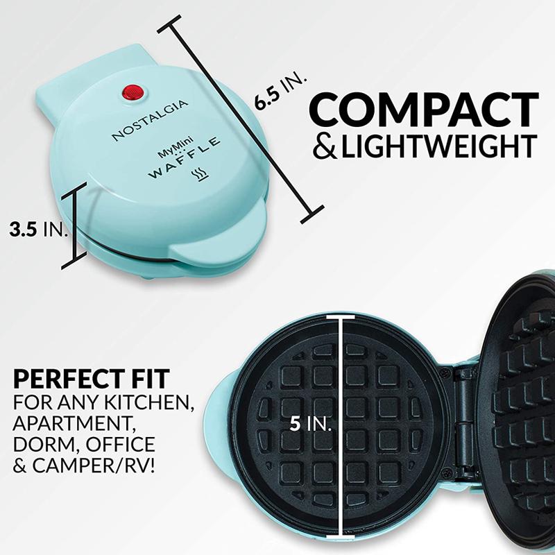 即納特典付き ミニワッフルメーカー アクア 水色 ノスタルジア レトロ クラシックnostalgia Mwf5aq Mymini Personal Electric Waffle Maker Aqua 家電 50 Off Www Linkschool Co Uk