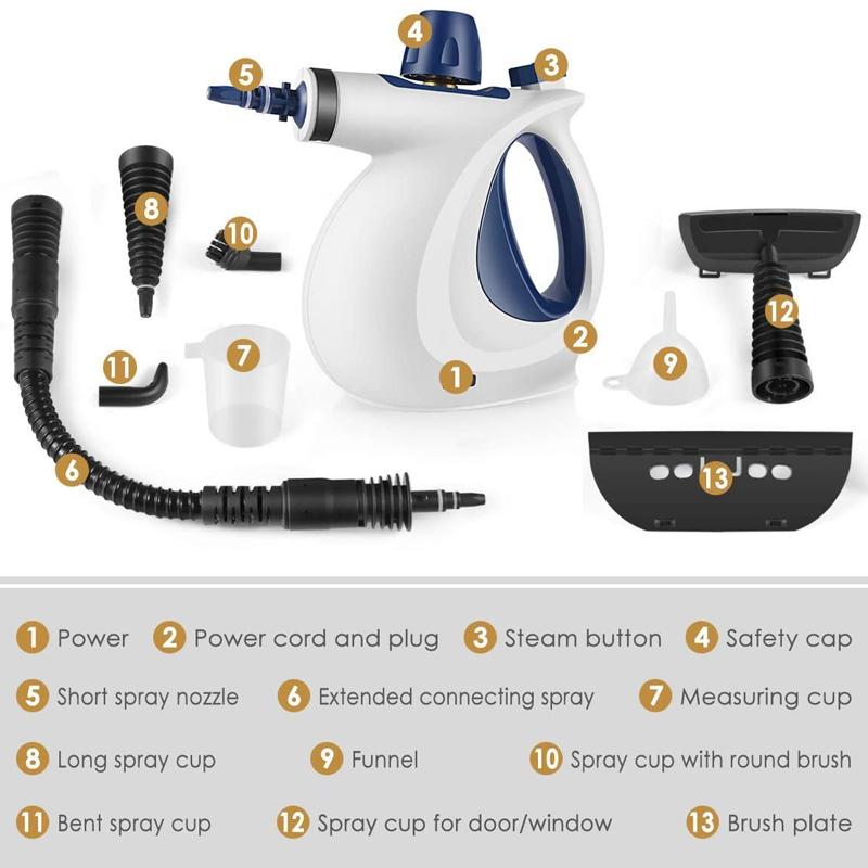 スチームクリーナー ハンディ スチーマー アクセサリー9種 Steam Cleaner, Multi P...
