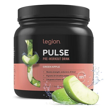 プレワークアウト パウダー グリーンアップル 青リンゴ 21回分 487g サプリ トレーニング 筋トレ Legion Pulse Pre Workout Supplement - All Natural Nitric Oxide Preworkout Drink to Boost Energy & Endurance. Green Apple, 21 Servings.