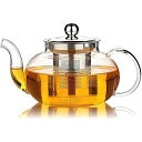 ガラス ティーポット 直火OK やかん ケトル 紅茶 800ml Hiware Good Glass Teapot with Stainless Steel Infuser Lid, Borosilicate Glass Tea Kettle Stovetop Safe, Blooming Loose Leaf Teapots, 27 Ounce