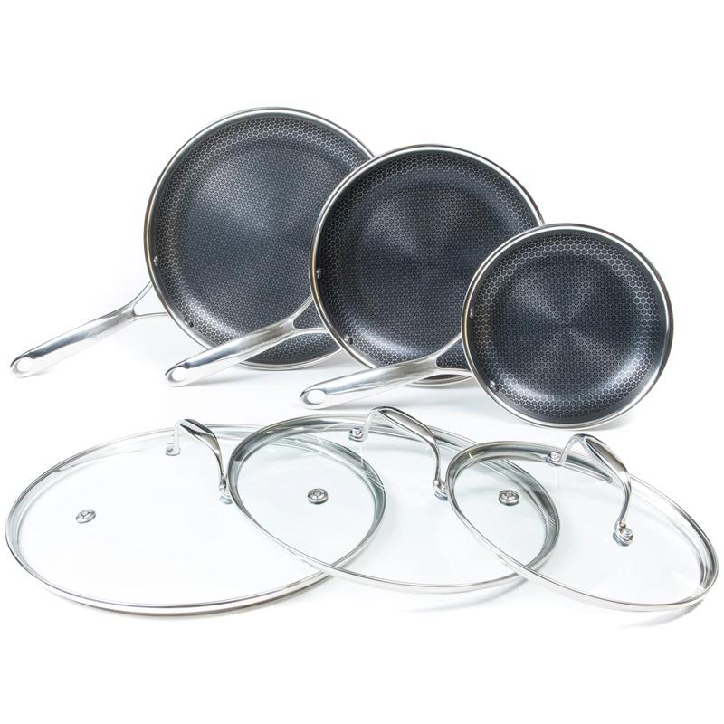 tCp t^ 6_Zbg IHΉ nCubgp PFOAt[ 6PC HEXCLAD HYBRID COOKWARE SET W/ LIDS