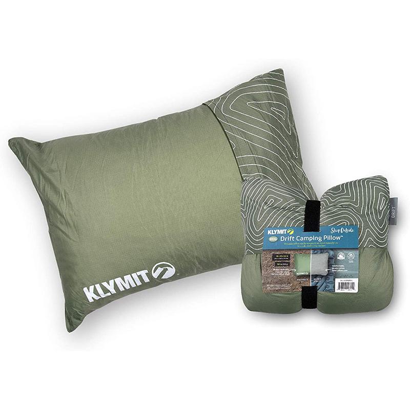 キャンプピロー ラージサイズ 耐水シェル コットン リバーシブルカバー付 低反発 Klymit Drift Camping Pillow Reversible Cover for Travel and Sleep Shredded Memory Foam Comfort with Dur…