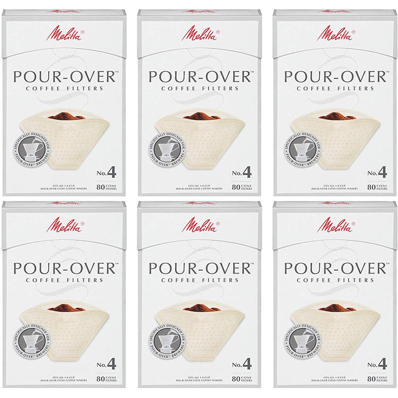 R[ R[q[tB^[ hbvp 480 ^ x[W Melitta #4 Pour-Over Cone Coffee Filters, Beige, 80 Count (Pack of 6)