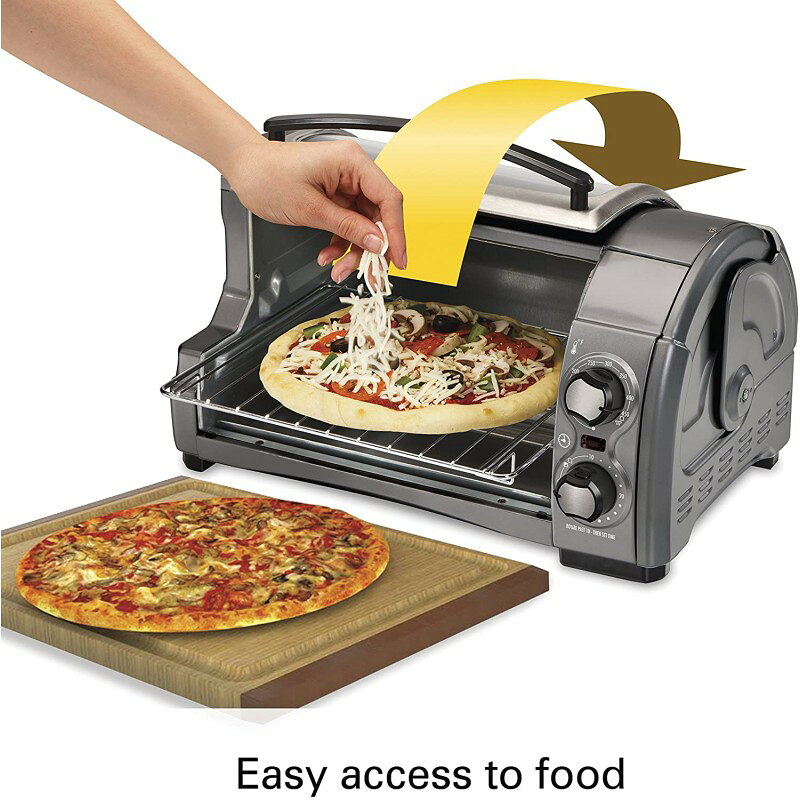 アルファエスパス米国楽天市場店のハミルトンビーチ オーブントースター Hamilton Beach 31344D Easy Reach Toaster Oven, Metallic 家電｜アングル2