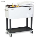 ȷ 顼ܥå 76L ۥ磻 ȴ ֥åɡǥå BLACK+DECKER, Mobile Cooler Cart, 2 Door Seal Lid, Bottle Opener with Catch Basin, Bottom Storage Tray, 4 Rolling Wheels, White, BCC20W