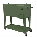 カート型 クーラーボックス 76L カーキ 栓抜き付 Clevr 80 Quart Qt Rolling Cooler Ice Chest Cart for Outdoor Patio Deck Party, Hunter Green Retro, Portable Backyard Party Bar Cold Drink Beverage Tub Trolley, Wheels with Shelf, Stand Bottle Opener