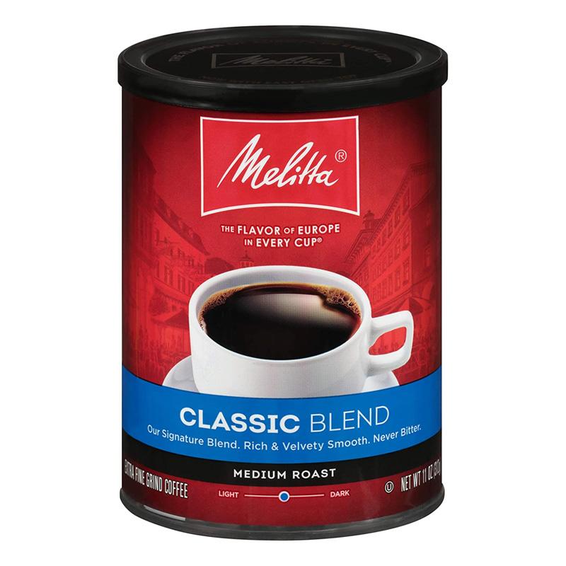 メリタ クラシックブレンドコーヒー ミディアムロースト エクストラファイン 粉 312g 6缶セット Melitta Classic Blend Coffee, Medium Roast, Extra Fine Grind, 11 Ounce Can (Pack of 6)