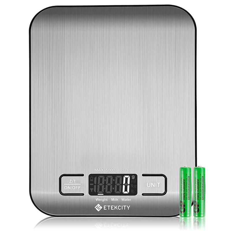 fW^XP[ Lb` ͂ XeX Etekcity Food Kitchen Scale, 304 Stainless Steel with Backlit Display, Digital Weight Grams and Oz for Weight Loss, Baking, Cooking and Mail, Silver, Small