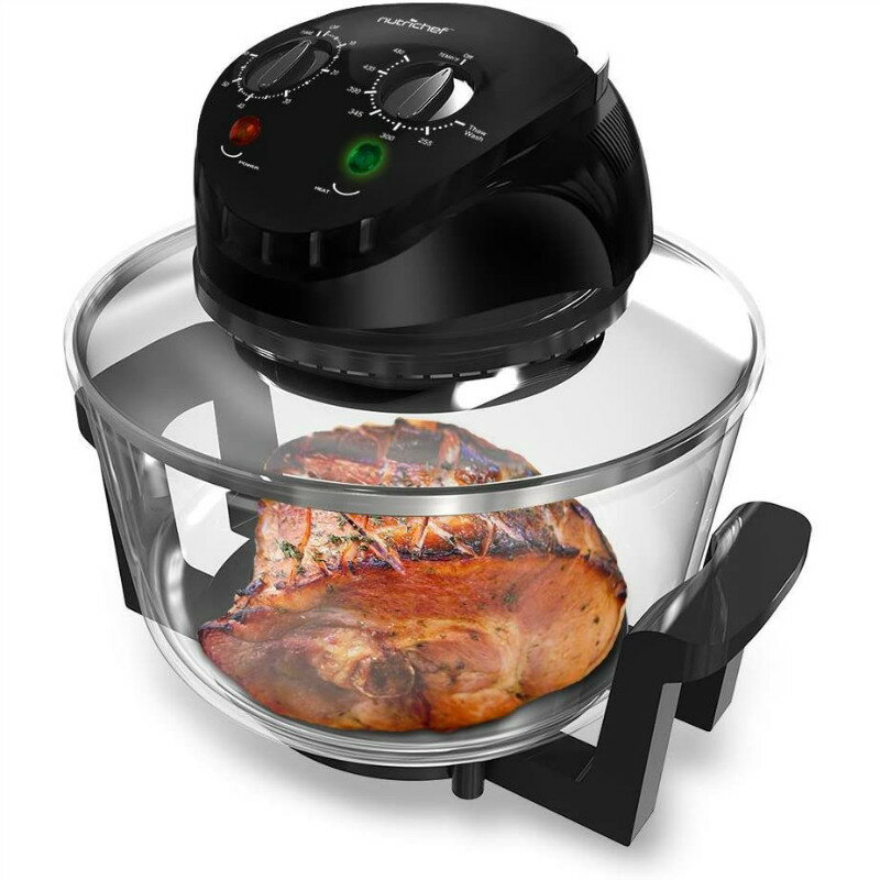 ԊOKXRxNVI[u NutriChef Convection Countertop Toaster Oven - Healthy Kitchen Air Fryer Roaster Oven, Bake, Grill, Steam Broil, Roast & Air-Fry , Includes Glass Bowl, Broil Rack and Toasting Rack, 120V - PKCOV45 Ɠd
