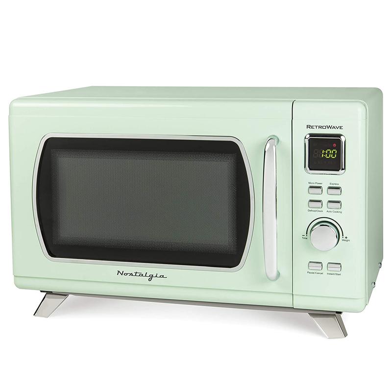 電子レンジ パステルグリーン レトロ ノスタルジア Nostalgia MCMO9FTSG Mid-Century Retro 0.9 Cu. Ft. 900-Watt Countertop Microwave Oven With LED Display, 5 Power Levels, 8 Cook Settings, Seafoam Green 家電
