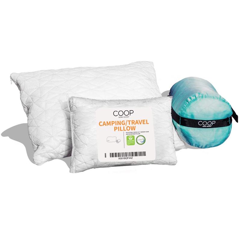 トラベルピロー 携帯用 枕 ポーチ付 ポータブル 低刺激 防ダニ アメリカ製 キャンプ Coop Home Goods - Adjustable Travel and Camping Pillow - Hypoallergenic Shredded Memory Foam Fill - Lulltra Washable Cover - Includes Compressible Stuff Sack