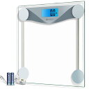 体重計 最大180kg 強化ガラス デジタル バススケール Etekcity Digital Body Weight Bathroom Scale with Body Tape Measure, 6mm Tempered Glass, 400 Pounds Scales, Silver