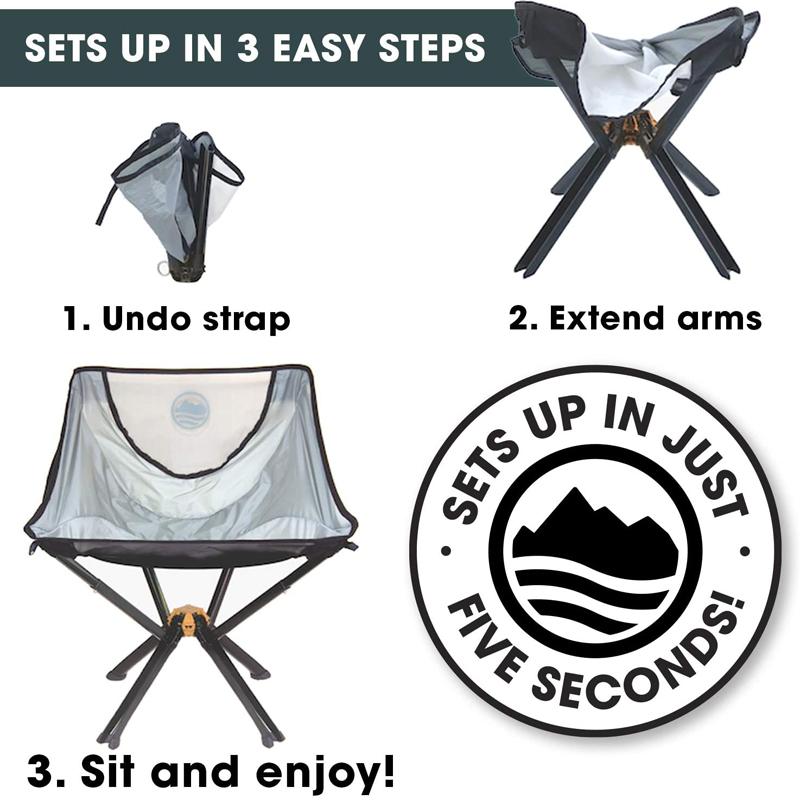折りたたみ チェア アルミ 省スペース コンパクト ボトルサイズ 135kgまで Cliq Camping Chair - Bottle Sized Compact Outdoor Chair Sets up in 5 Seconds Supports 300 LBS Aircraft Grade Aluminum alphaespace-usa-10016321 アルファエスパス米国楽天市場店 サンプル画像2