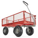 ガーデンワゴン 360kgまで スチール メッシュ サイド取り外し可 レッド 赤 ゴリラカート Gorilla Carts GOR800-COM Steel Utility Cart with Removable Sides, 800-lbs. Capacity, Red