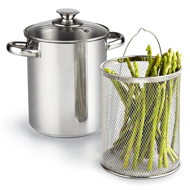   3.8L t^t AXpKX  X`[}[ bVoXPbg XeX Cook N Home 4 Quart 3-Piece Vegetable Asparagus Steamer Pot, Stainless Steel
