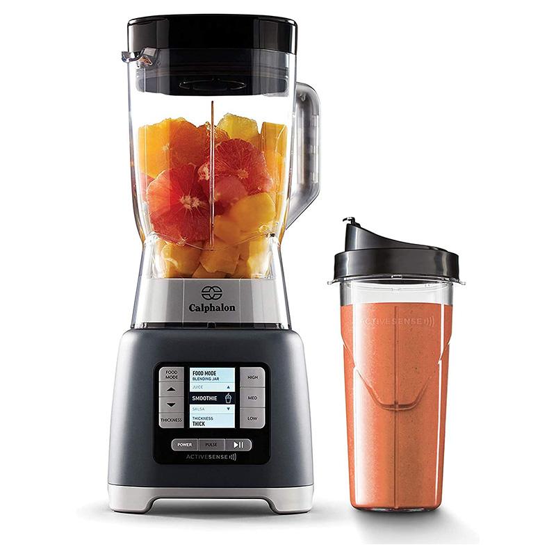 ブレンダー 2L トライタン ジャー スムージーカップ付 BPAフリー カルファロン Calphalon 2099742 ActiveSense 2 Liter Blender with Blend N Go Smoothie Cup, Gray 家電