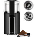 電動グラインダー ブレード2種 ミル コーヒー 豆挽き スパイス SHARDOR Coffee Spice Grinders Electric, 2 Removable Stainless Steel Bowls for Dry or Wet Grinding, Black 家電