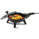 電気グリル フライパン 脚付 ホットプレート ガラスフタ18cm Maxi-Matic Elite Cuisine Electric Skillet with Glass, 7 inches, Black 家電