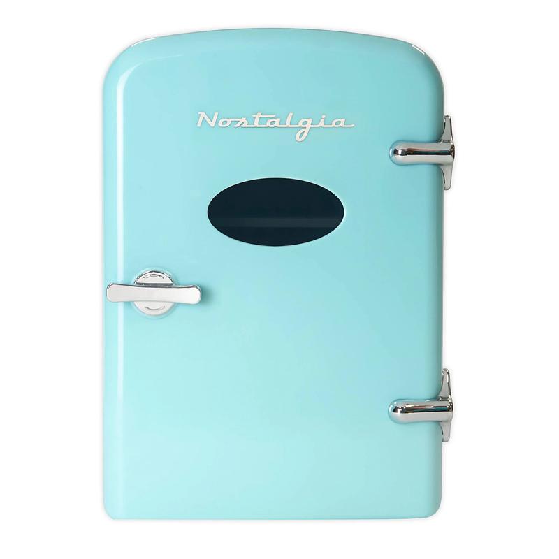 ミニ 冷温庫 温冷 保冷 保温 6缶 4L 車載可 アクア 水色 ノスタルジア Nostalgia Retro 6-Can Personal Cooling and Heating Refrigerator in Aqua 家電